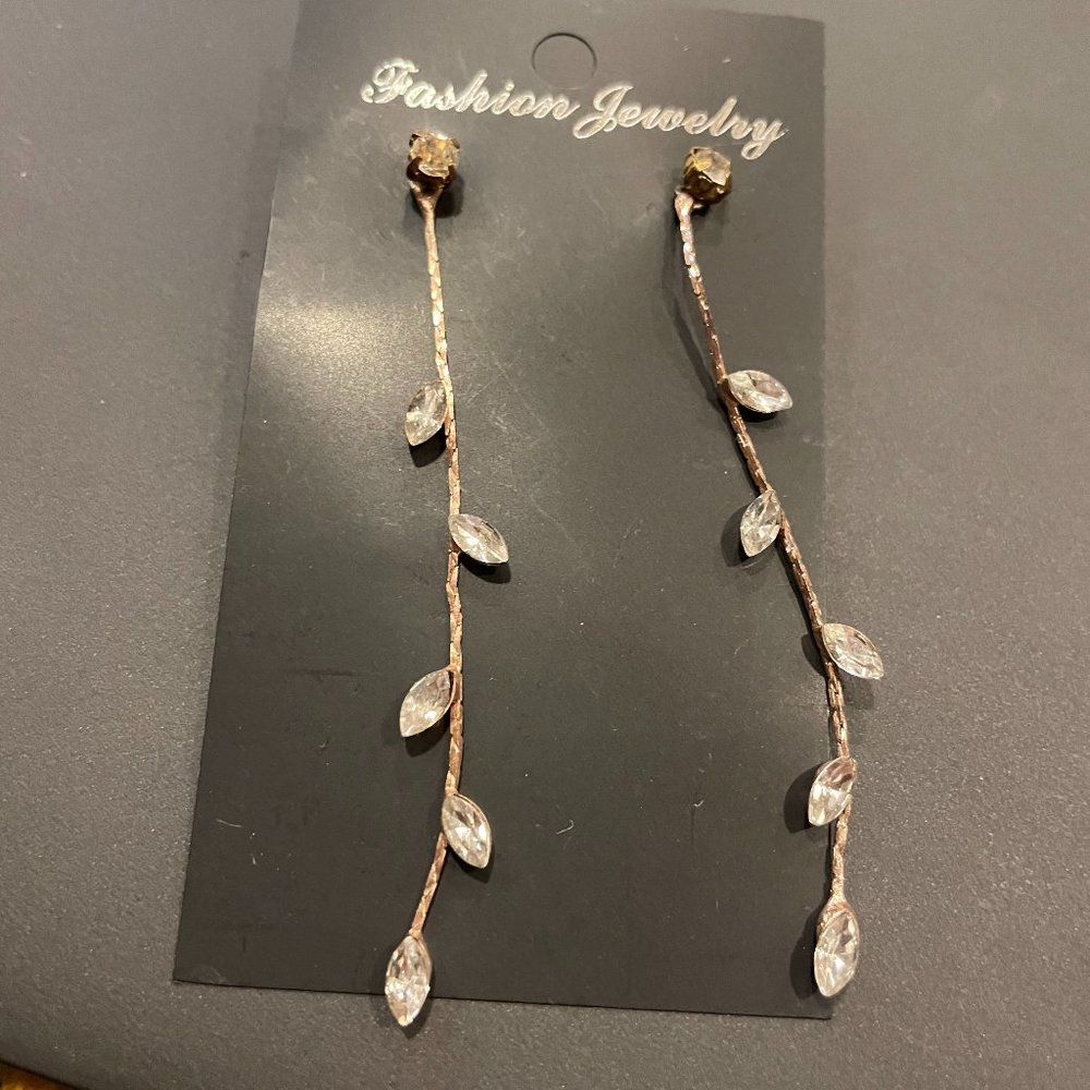 Rose Gold Leaf Crystal Earrings